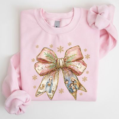 Nativity Faux (Printed, not real fabric or glitter)  Gold Glitter Bold Christian Jesus Is The Reason - Sweatshirt Drop Shoulder