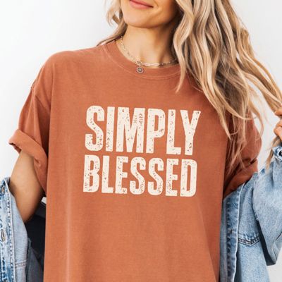 Simply Blessed - Thanksgiving Gratitude Feeling Blessed - T-Shirt Soft Wash Cotton Heavyweight Tee (Unisex)  Comfort Colors