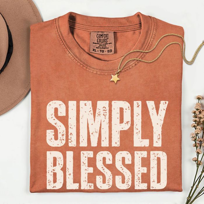 Simply Blessed - Thanksgiving Gratitude Feeling Blessed - T-Shirt Soft Wash Cotton Heavyweight Tee (Unisex)  Comfort Colors