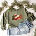  Faux Printed Felted Quilted Adorable Christmas Characters For The Holidays - Sweatshirt (Crewneck)  Poly-Cotton Colors (Unisex)  Gildan