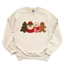  Faux Printed Felted Quilted Adorable Christmas Characters For The Holidays - Sweatshirt (Crewneck)  Poly-Cotton Colors (Unisex)  Gildan