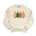  Faux (Printed, not real quilted fabric) Quilted Christmas Trees With Stars - Comfy Drop Shoulder Sweatshirt