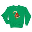  Faux (Printed, not real stitch)   Cross Stitched Christmas Goose With Red Ribbon - Comfy Drop Shoulder Sweatshirt