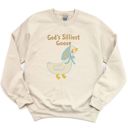  Gods Silliest Goose Faux (Printed, not real fabric or cross stitch)  Cross Stitched Country Vintage Style - Comfy Drop Shoulder Sweatshirt