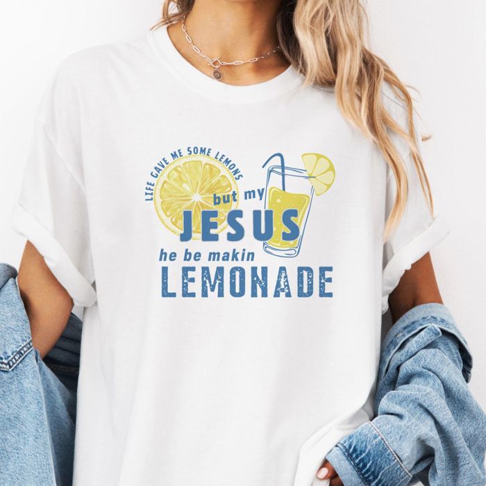 Life Gave Me Some Lemons But My Jesus He Be Makin Lemonade Christian Bible Uplifting - T-Shirt Soft Washed Cotton Heavyweight Tee (Unisex)  Comfort Colo