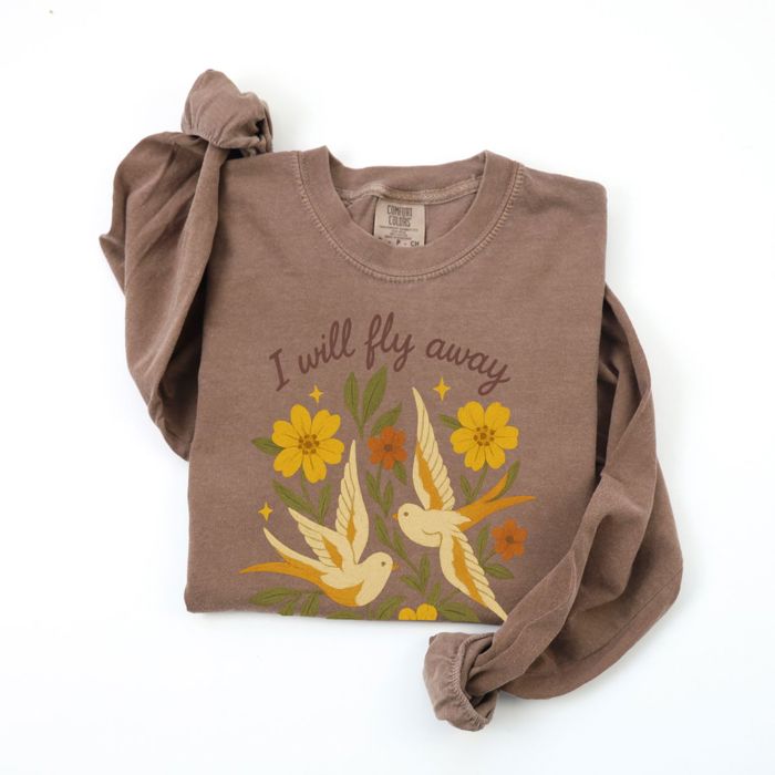 I will Fly Away Oh Glory Christian Gospel Music Theme - Long Sleeve Soft Wash Heavyweight Unisex Comfort Colors