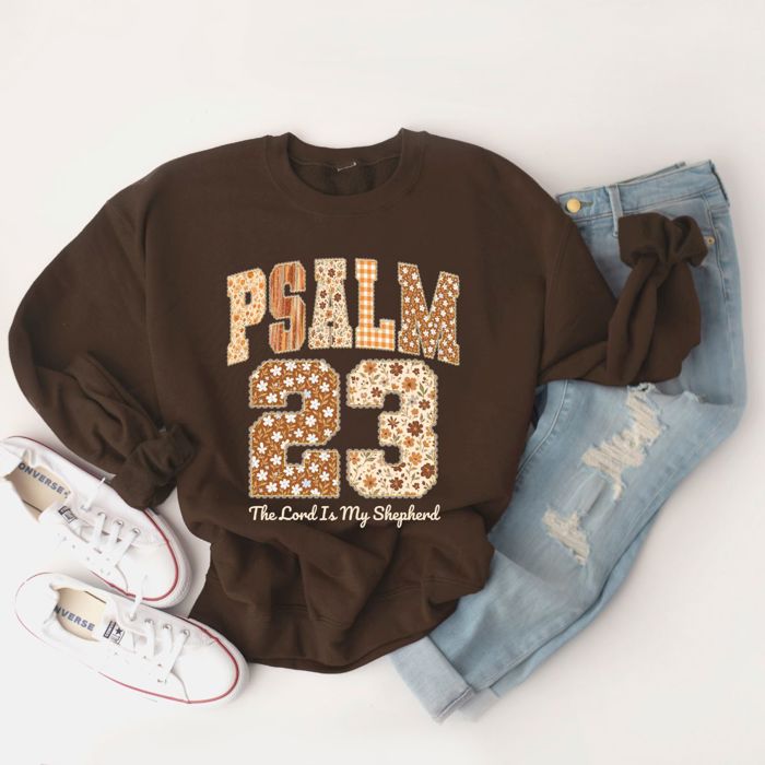 Psalm 23 The Lord Is My Shephard Christian Bible Verse - Comfy Drop Shoulder Sweatshirt