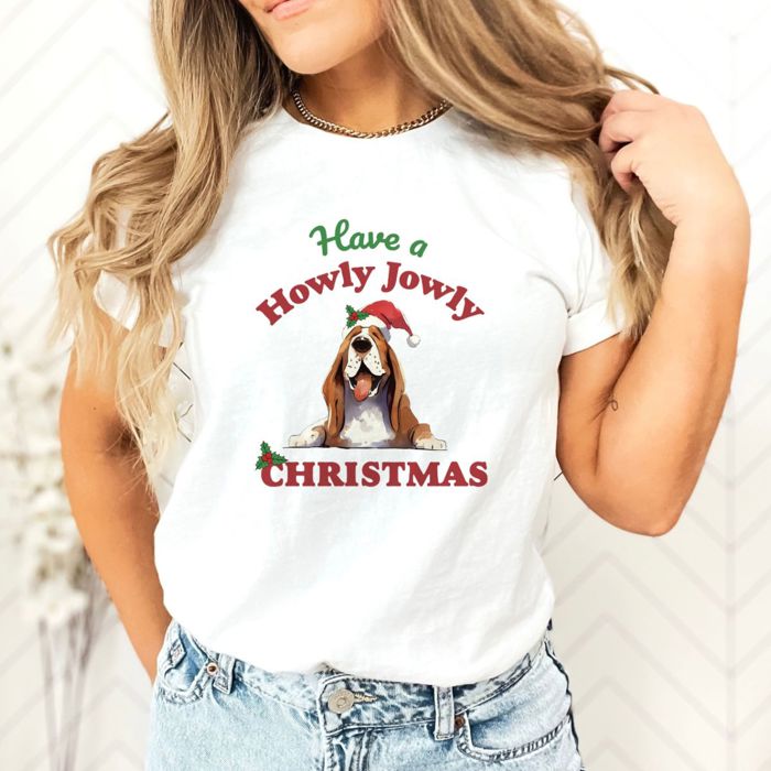 Have A Howly Jowly Christmas Dog Lovers Holiday - Soft Longer Length Bella Canvas T-Shirt