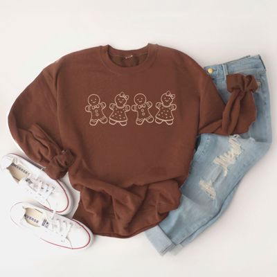 Gingerbread Couple In A Row Christmas Style - Drop Shoulder Super Softstyle Midweight Crewneck Sweatshirt