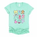  Merry Christmas Cute Holiday Elements in a Cartoon Style - T-Shirt (Crewneck)  100 Cotton Solid Colors Jersey Tee (Unisex)  Bella Canvas, T-Shirt (Crewneck)