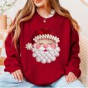  Felted Faux (Printed, not real quilted fabric or embroidery)  Printed  Quilted 1980s Style Santa Claus Christmas Plaid - Sweatshirt (Crewneck)  Poly-Cotton Colors (Unisex)  Gildan