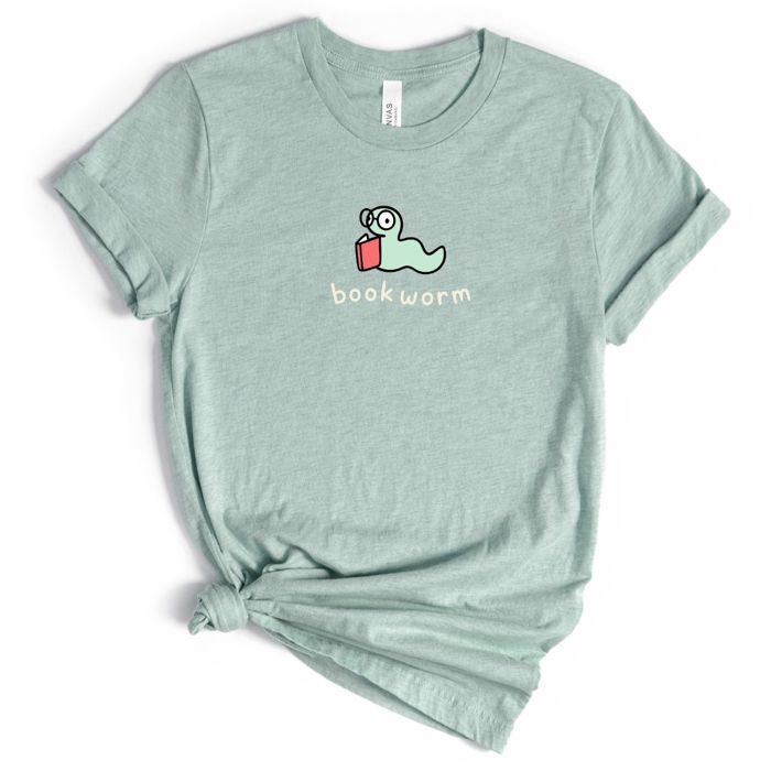 Adorable Bookish Bookworm - Soft Longer Length Bella Canvas T-Shirt