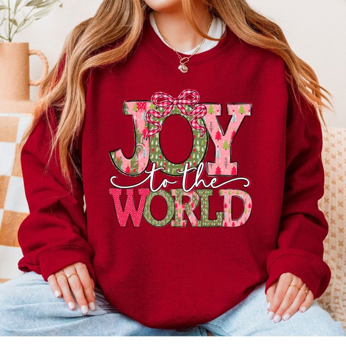 Joy To The World Christmas Holiday Cheer - Sweatshirt (Crewneck)  Poly-Cotton Colors (Unisex)  Gildan