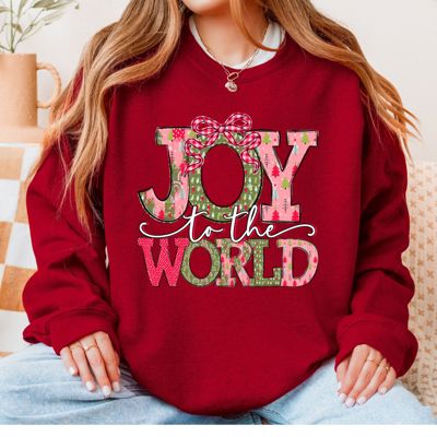 Joy To The World Christmas Holiday Cheer - Sweatshirt (Crewneck)  Poly-Cotton Colors (Unisex)  Gildan