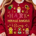  Hark The Herald Angels Sing Vintage Christmas Faux (Printed, not real fabric or sequin needle work)  Sequin and Needle Work  - Comfy Drop Shoulder Sweatshirt