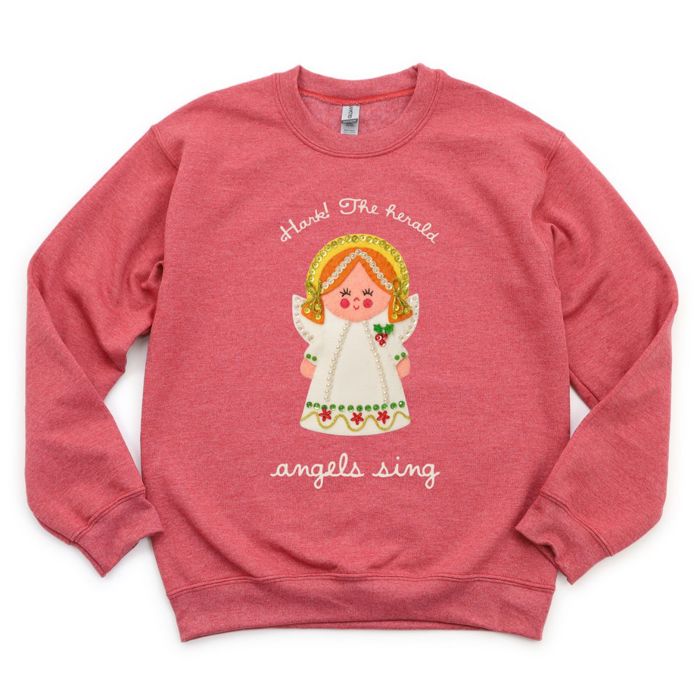 Hark The Herald Angels Sing Simple Vintage Sequins and Sparkles - Sweatshirt (Crewneck)  Poly-Cotton Colors (Unisex)  Gildan, Unisex Softstyle Midweight Cre