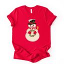  Faux (Printed, not real sparkles or fabric) Sparkle Snowman Vintage Christmas Card Style - Soft and Comfy Bella Canvas Tee