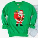  Vintage Style Felt Faux (Printed, not real fabric or embroidery)  Sparkly Christmas Santa - Sweatshirt (Crewneck)  Poly-Cotton Colors (Unisex)  Gildan