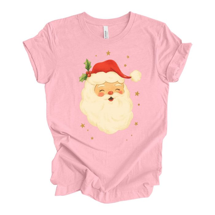 Vintage Santa Claus face With Stars - Soft and Comfy Bella Canvas T-Shirt