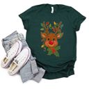  Faux (Printed, not real glitter or fabric)     Glitter Rudolph With Christmas Lights and Holly - Soft and Comfy Bella Canvas T-Shirt