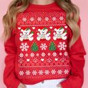  1980s Style Vintage Christmas Teddy Bears With Snowflakes Ugly Sweater Design - Comfy Drop Shoulder Sweatshirt