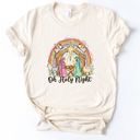  Oh Holy Night Christmas Nativity Hand Drawn Style - T-Shirt (Crewneck)  100 Cotton Solid Colors Jersey Tee (Unisex)  Bella Canvas, T-Shirt (Crewneck)  Poly-