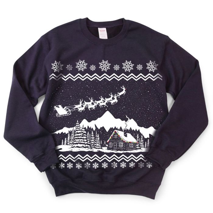 The Night Before Christmas Ugly Sweater 1980s Style - Comfy Drop Shoulder Vintage Sweatshirt