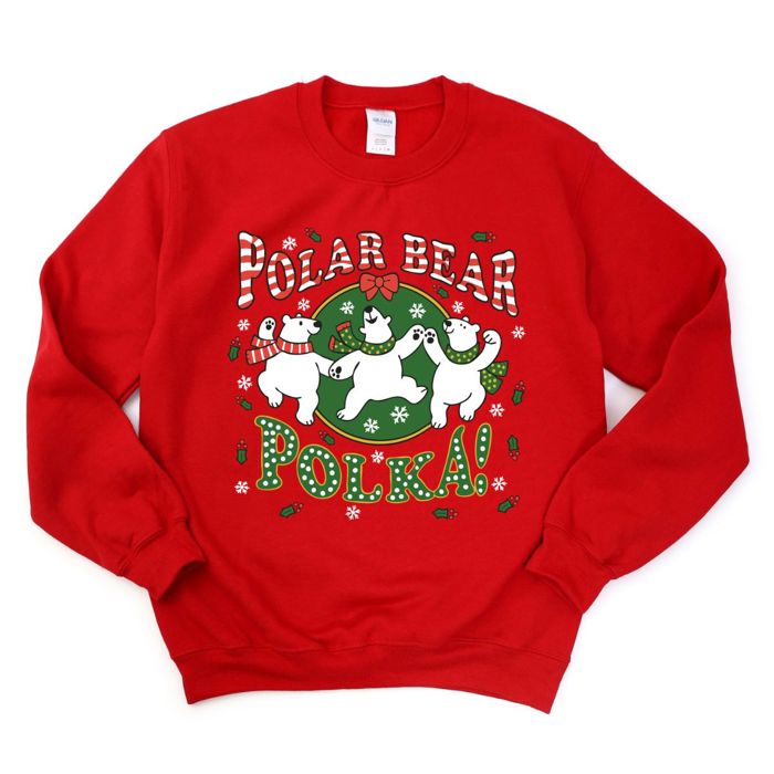 Vintage Retro Style Polar Bear Polka Christmas Bears - Comfy Drop Shoulder Sweatshirt