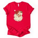  Faux (Printed, not real quilted fabric) Quilted Retro Jolly Santa Claus Christmas - Soft and Comfy Bella Canvas T-Shirt