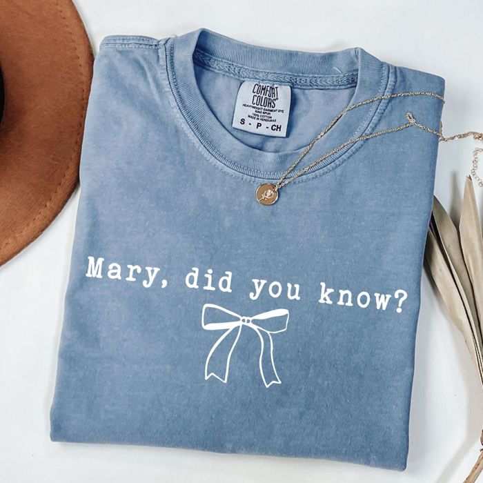 Mary, Did You Know Christ Centered Christmas Christian Nativity - T-Shirt (Crewneck)  100 Cotton Heavyweight Tee (Unisex)  Comfort Colors