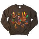  Faux (Printed, not real fabric)     Hand Painted Kids Craft Turkeys - Sweatshirt (Crewneck)  Poly-Cotton Colors (Unisex)  Gildan