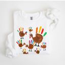  Faux (Printed, not real fabric)     Hand Painted Kids Craft Turkeys - Sweatshirt (Crewneck)  Poly-Cotton Colors (Unisex)  Gildan