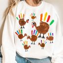 Faux (Printed, not real fabric)     Hand Painted Kids Craft Turkeys - Sweatshirt (Crewneck)  Poly-Cotton Colors (Unisex)  Gildan