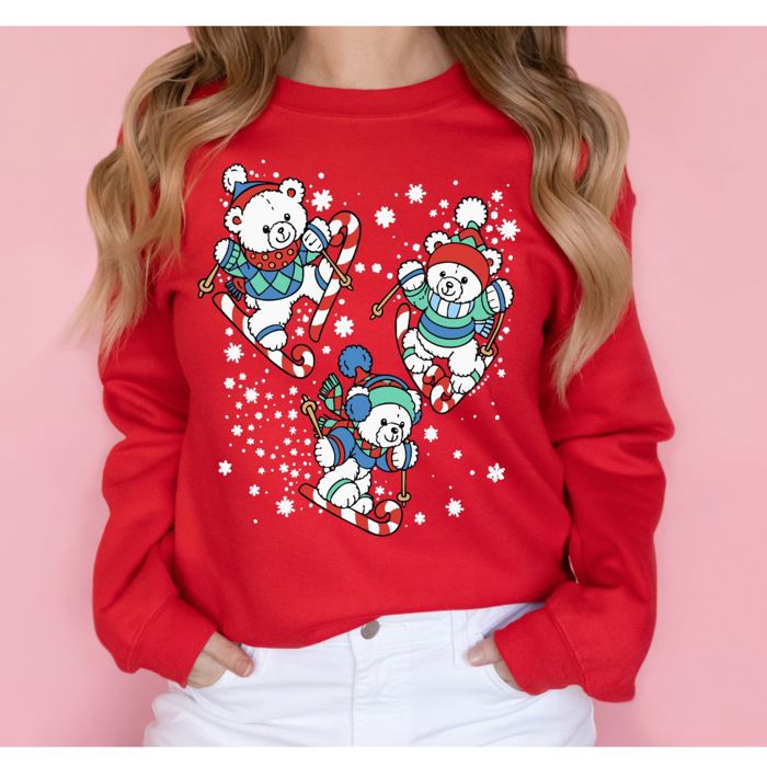 Total Throwback!  - 1990's PRINTED Christmas Teddy Bear Sweatshirts - Sweatshirt (Crewneck)  Poly-Cotton Colors (Unisex)  Gildan