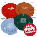  ALL Real PUFF Christmas Prints Ultra Soft Bella Canvas Christmas Sweaters, Sponge Fleece Sweatshirts 