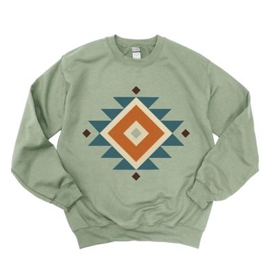Diamond Shaped Aztec Country Western - Sweatshirt (Crewneck)  Poly-Cotton Colors (Unisex)  Gildan, Unisex Softstyle Midweight Crewneck Sweatshirt