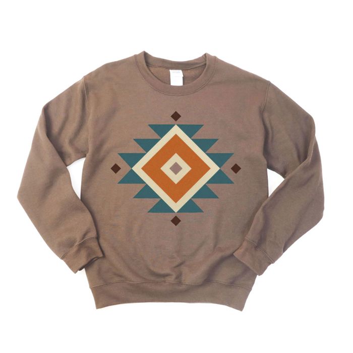 Diamond Shaped Aztec Country Western - Sweatshirt (Crewneck)  Poly-Cotton Colors (Unisex)  Gildan, Unisex Softstyle Midweight Crewneck Sweatshirt
