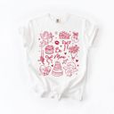  Minimalistic Adorable Valentines Day Elements - T-Shirt (Crewneck)  100 Cotton Heavyweight Tee (Unisex)  Comfort Colors