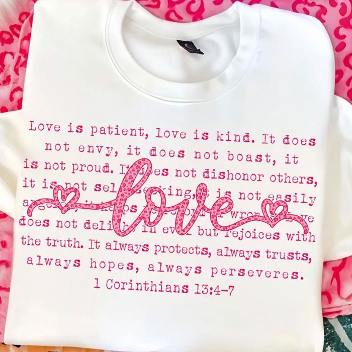 Christian Valentines Day Bible What is Love Scripture - Sweatshirt (Crewneck)  Poly-Cotton Colors (Unisex)  Gildan