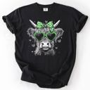  Lucky Highland Cow For St Patricks Day - T-Shirt (Crewneck)  100 Cotton Heavyweight Tee (Unisex)  Comfort Colors