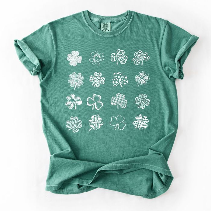 Hand Drawn Clovers Shamrocks St Patricks Day - Choose From Sweatshirts, Longsleeves, or T-Shirts