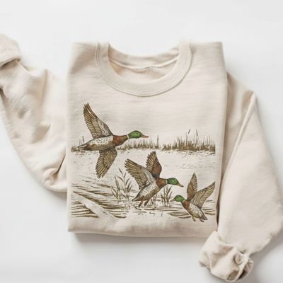 Mallard Duck Pond Nature Inspired - Sweatshirt (Crewneck)  Poly-Cotton Colors (Unisex)  Gildan, Unisex Softstyle Midweight Crewneck Sweatshirt