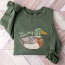  Lucky Ducky Faux (Printed, not real fabric or quilting)  Printed Quilted Duck St Patricks Day - Choose Sweatshirts, T-Shirts or Longsleeves