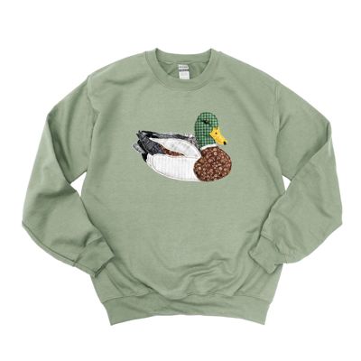 Faux (Printed, not real quilted fabric) Printed Quilted Mallard Duck - Choose Sweatshirt, Longsleeve, or T-Shirts