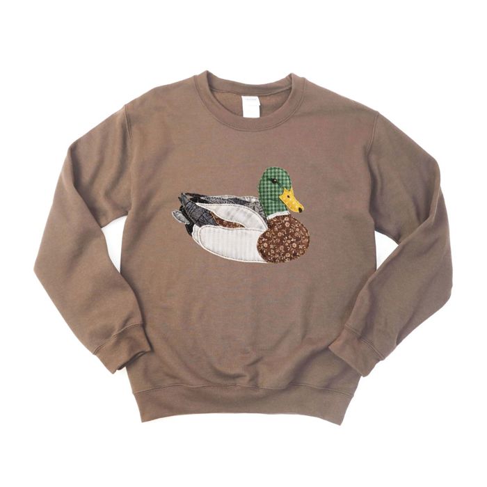 Faux (Printed, not real quilted fabric) Printed Quilted Mallard Duck - Choose Sweatshirt, Longsleeve, or T-Shirts
