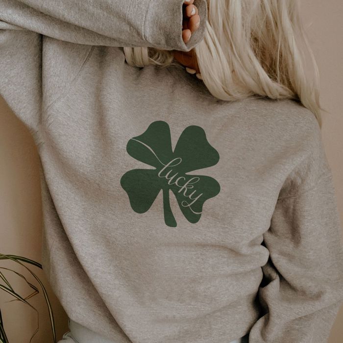 Lucky Script Font Clover St Patricks Day - Choose T-Shirt, Longsleeve, or Sweatshirt