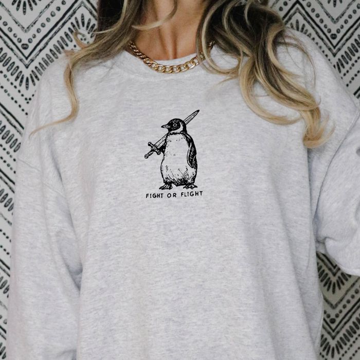 Fight or Flight Funny Penguin Parody  - Choose Sweatshirt or T-Shirt