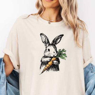Bunny With Carrot Sketch - Choose T-Shirt or Sweatshirt