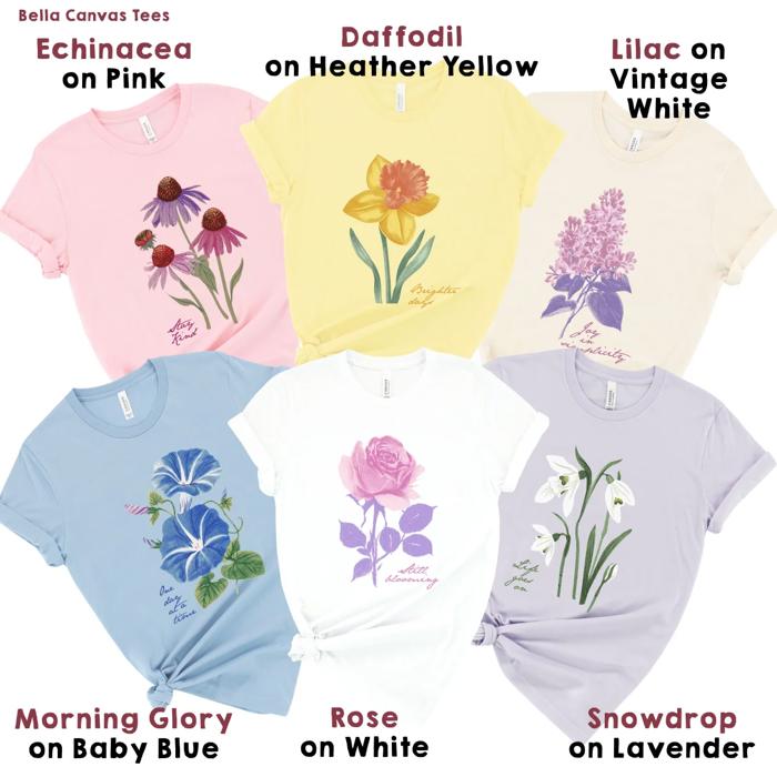 Halftone Pastel Spring Flowers With Sayings T-shirt