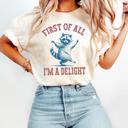  First of All, Im A Delight Funny Adorable Raccoon - T-Shirt (Crewneck)  100 Cotton Heavyweight Tee (Unisex) Comfort Colors